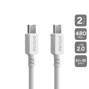 CABO PARA CELULAR CARREGAMENTO USB TIPO-C PARA USB TIPO-C 2.0 - BRANCO - 2 MTS - PUCB-02