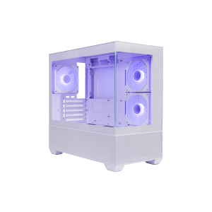GABINETE COOLER MASTER ELITE 490 MICRO-ATX VIDRO PANORAMICO 3 FANS ARGB BRANCO  |  E490-WHNN-S00