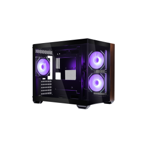 GABINETE COOLER MASTER ELITE 481 WOOD MICRO-ATX VIDRO PANORAMICO 3 FANS ARGB PRETO  |  E481-KHNN-S00