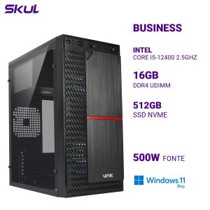 COMPUTADOR B500 CORE I5-12400 2.5GHZ MEM 16GB DDR4 SSD 512GB NVME FONTE 500W 80 PLUS WHITE WINDOWS 11 PRO