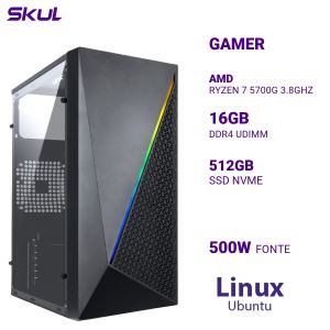 COMPUTADOR 7000 RYZEN 7 5700G 3.8GHZ MEM 16GB DDR4 SSD 512GB NVME FONTE 500W 80 PLUS WHITE LINUX UBUNTU