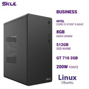 COMPUTADOR B300 CORE I3 9100F 3.6GHZ MEM 8GB DDR4 SSD 512GB NVME GT 710 2GB FONTE 200W LINUX UBUNTU
