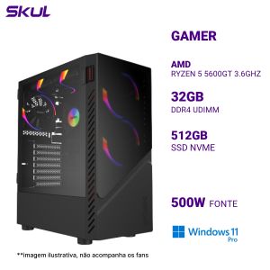 COMPUTADOR 5000 RYZEN 5 5600GT 3.6GHZ MEM 32GB DDR4 SSD 512GB NVME FONTE 500W WI-FI W.COOLER 240MM WINDOWS 11 PRO