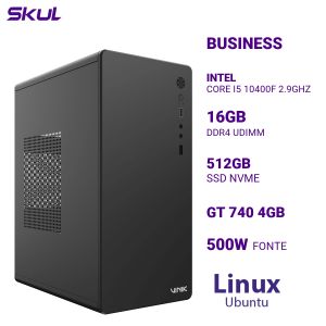 COMPUTADOR B500 CORE I5 10400F 2.9GHZ MEM 16GB DDR4 SSD 512GB NVME GT 740 4GB FONTE 500W 80 PLUS WHITE LINUX UBUNTU