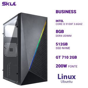 COMPUTADOR B300 CORE I3 9100F 3.6GHZ MEM 8GB DDR4 SSD 512GB NVME GT 710 2GB FONTE 200W  LINUX UBUNTU