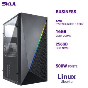 COMPUTADOR B300 RYZEN 3 3200G 3.6GHZ MEM 16GB DDR4 SSD 256GB NVME FONTE 500W  LINUX UBUNTU