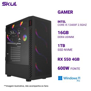 COMPUTADOR 5000 CORE I5 12400F 2.5GHZ MEM 16GB DDR4 SSD 1TB NVME RX 550 4GB FONTE 600W 80 PLUS WHITE WINDOWS 11 PRO