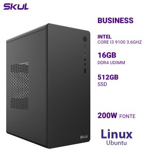COMPUTADOR B300 CORE I3 9100 3.6GHZ MEM 16GB DDR4 SSD 512GB FONTE 200W LINUX UBUNTU