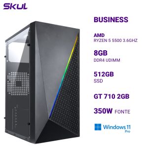 COMPUTADOR B500 RYZEN 5 5500 3.6GHZ MEM 8GB DDR4 SSD 512GB GT 710 2GB FONTE 350W  WINDOWS 11 PRO