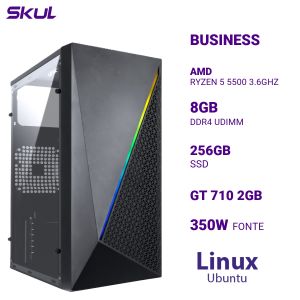 COMPUTADOR B500 RYZEN 5 5500 3.6GHZ MEM 8GB DDR4 SSD 256GB GT 710 2GB FONTE 350W  LINUX UBUNTU