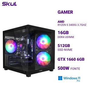 COMPUTADOR 5000 RYZEN 5 3400G 3.7GHZ MEM 16GB DDR4 SSD 512GB NVME GTX 1660 6GB FONTE 500W  WINDOWS 11 PRO