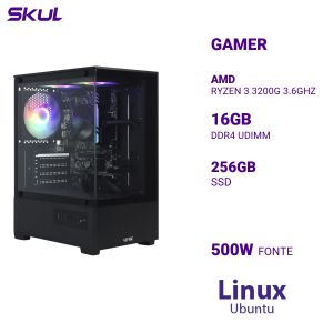 COMPUTADOR 3000 RYZEN 3 3200G 3.6GHZ MEM 16GB DDR4 SSD 256GB FONTE 500W  LINUX UBUNTU
