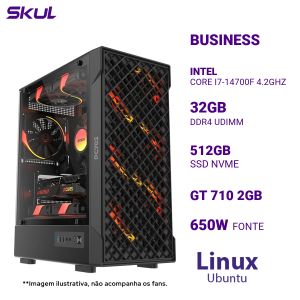 COMPUTADOR B700 CORE I7-14700F 4.2GHZ MEM 32GB DDR4 SSD 512GB NVME GT 710 2GB FONTE 650W BRONZE WI-FI BT LINUX UBUNTU
