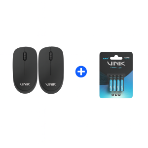 COMBO MOUSE SEM FIO VINIK FEATHER VF110 1200DPI - PRETO + BLISTER PILHA
