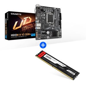 KIT PLACA MÃE GIGABYTE INTEL H610M H V3 + MEMORIA RAM PCYES UDIMM 16GB DDR4 2666MHZ