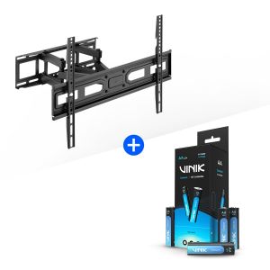 SUPORTE BIARTICULADO DE PAREDE PARA TVS DE 37-80" ATÉ 40KG – STA-3780 + PILHA COMUM AAA TUBO C/40 1.5V 200 MAH - VP3AT40C – VINIK