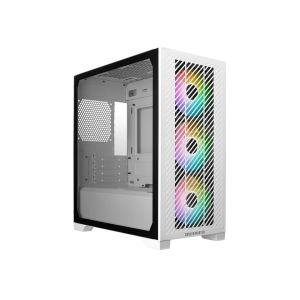 GABINETE COOLER MASTER ELITE 301 MICRO-ATX LATERAL EM VIDRO TEMPERADO 3 FANS ARGB BRANCO  |  E301-WGNN-S00